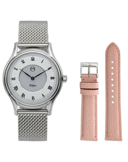 Lugano Eclipse Solar 36 MM Steel + Free Leather Band