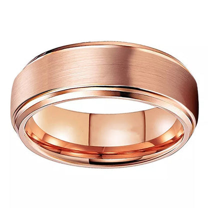 Rose Gold Beveled Edges Titanium Ring For Men