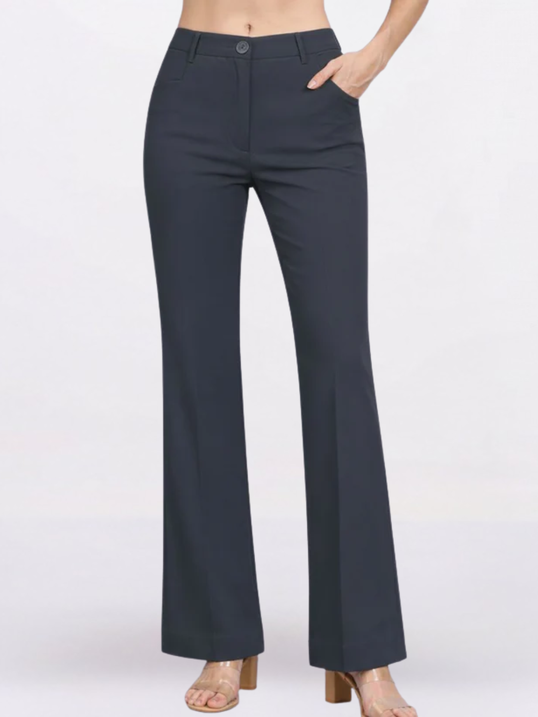 Women Dark Grey High-Rise Trouser