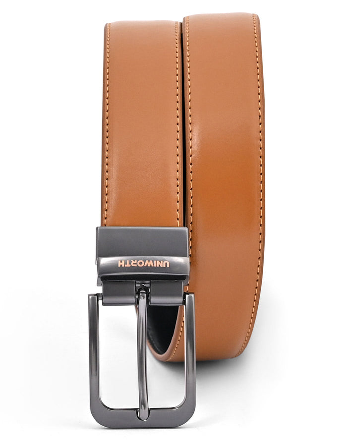Rust Plain Reversible Formal Belt