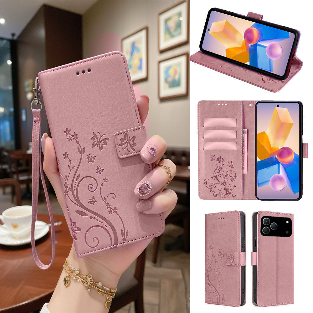 [FREE SHIPPING] BUTTERFLY FLOWER LEATHER FLIP WALLET CASE FOR TECNO SPARK 50