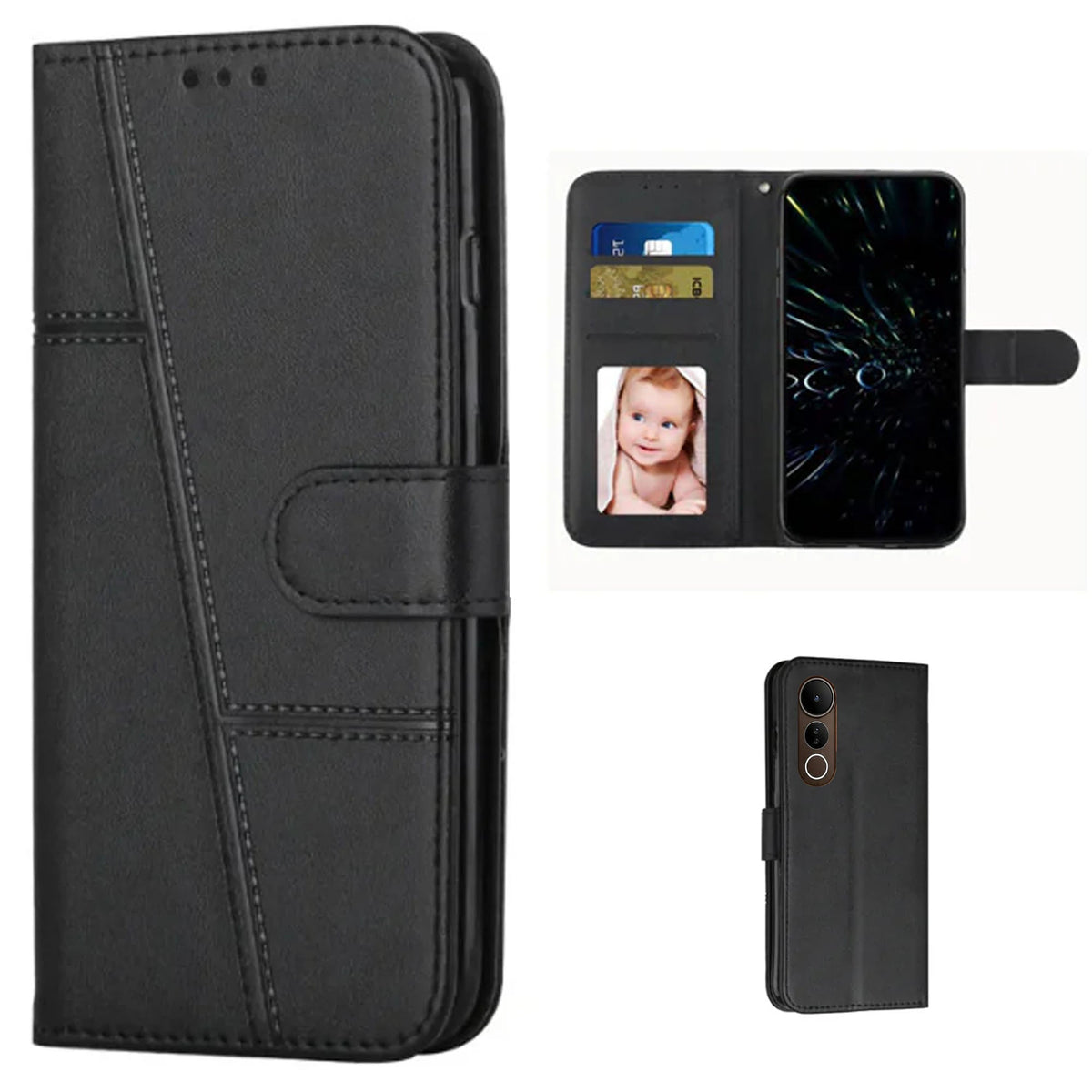 [FREE SHIPPING] BOOKLET LEATHER CASE FOR VIVO V70FE