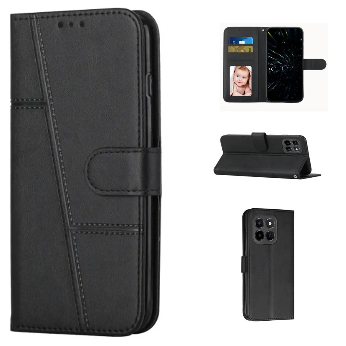 [FREE SHIPPING]BOOKLET LEATHER FLIP WALLET CASE FOR HUAWEI HONOR X6C