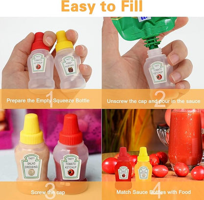 2Pcs Squeeze Sauce Bottles for Bento Lunch Box – Refillable Ketchup & Honey Dispenser