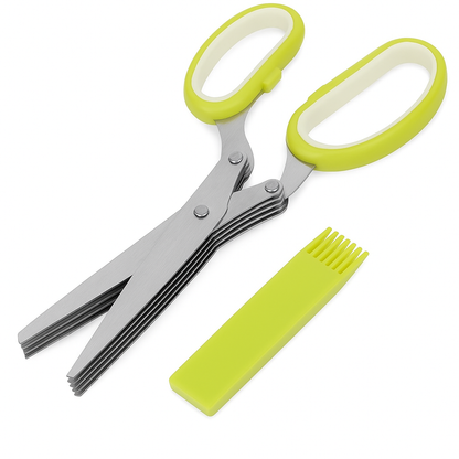 Small 5-Layer Kitchen Scissors – Multipurpose Herb Cutter with Cleaning Comb