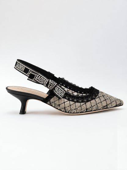 Mesh Butterly Embroidered J'Adior Slingback - Imported