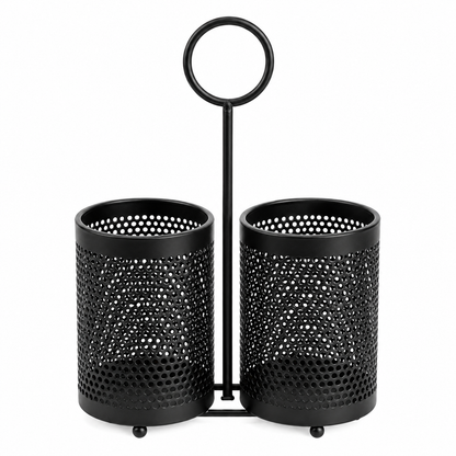 2-Section Iron Chopstick Holder – Double Kitchen Utensil Organizer