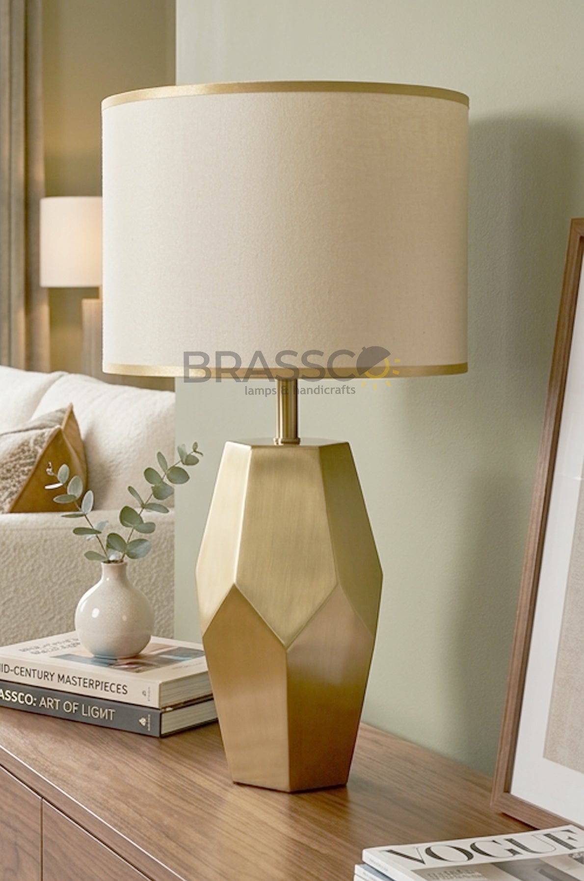 Hexagon Gold-Brass Metal Table Lamp