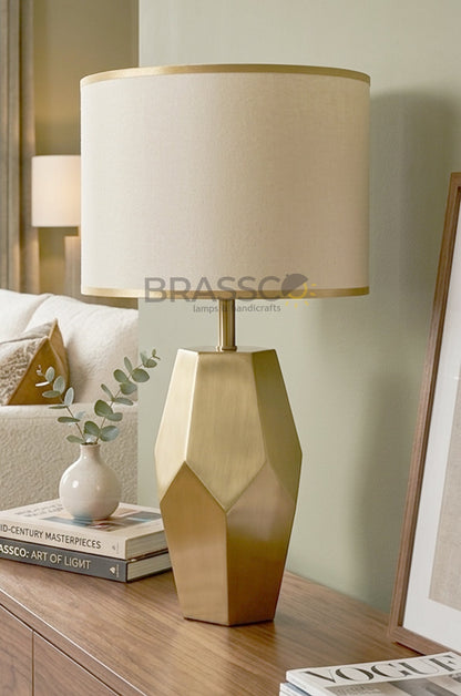 Hexagon Gold-Brass Metal Table Lamp