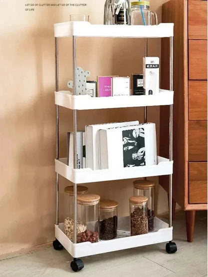 4-Tier Slim Rolling Storage Trolley – Space-Saving Organizer Rack