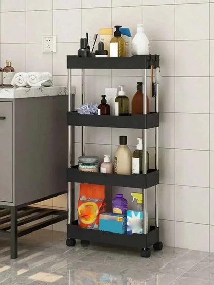 4-Tier Slim Rolling Storage Trolley – Space-Saving Organizer Rack