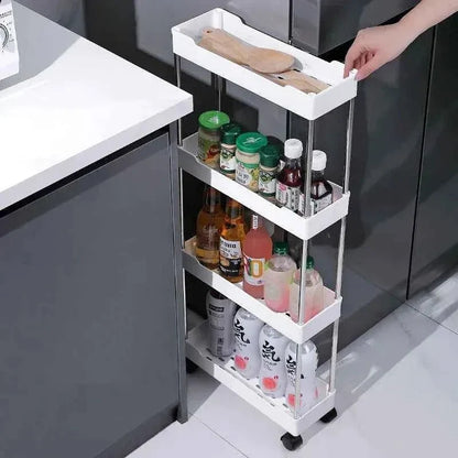 4-Tier Slim Rolling Storage Trolley – Space-Saving Organizer Rack
