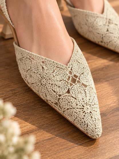 Bianca Embroidered Slingback Heels