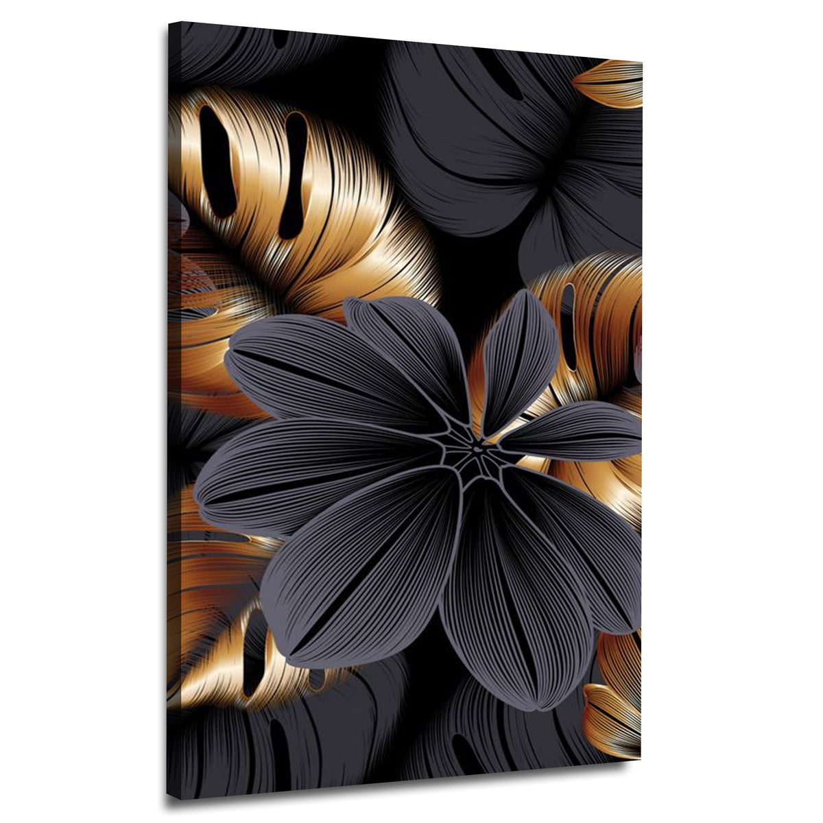 Abstract Black Copper Leaf Flower | Wall Art