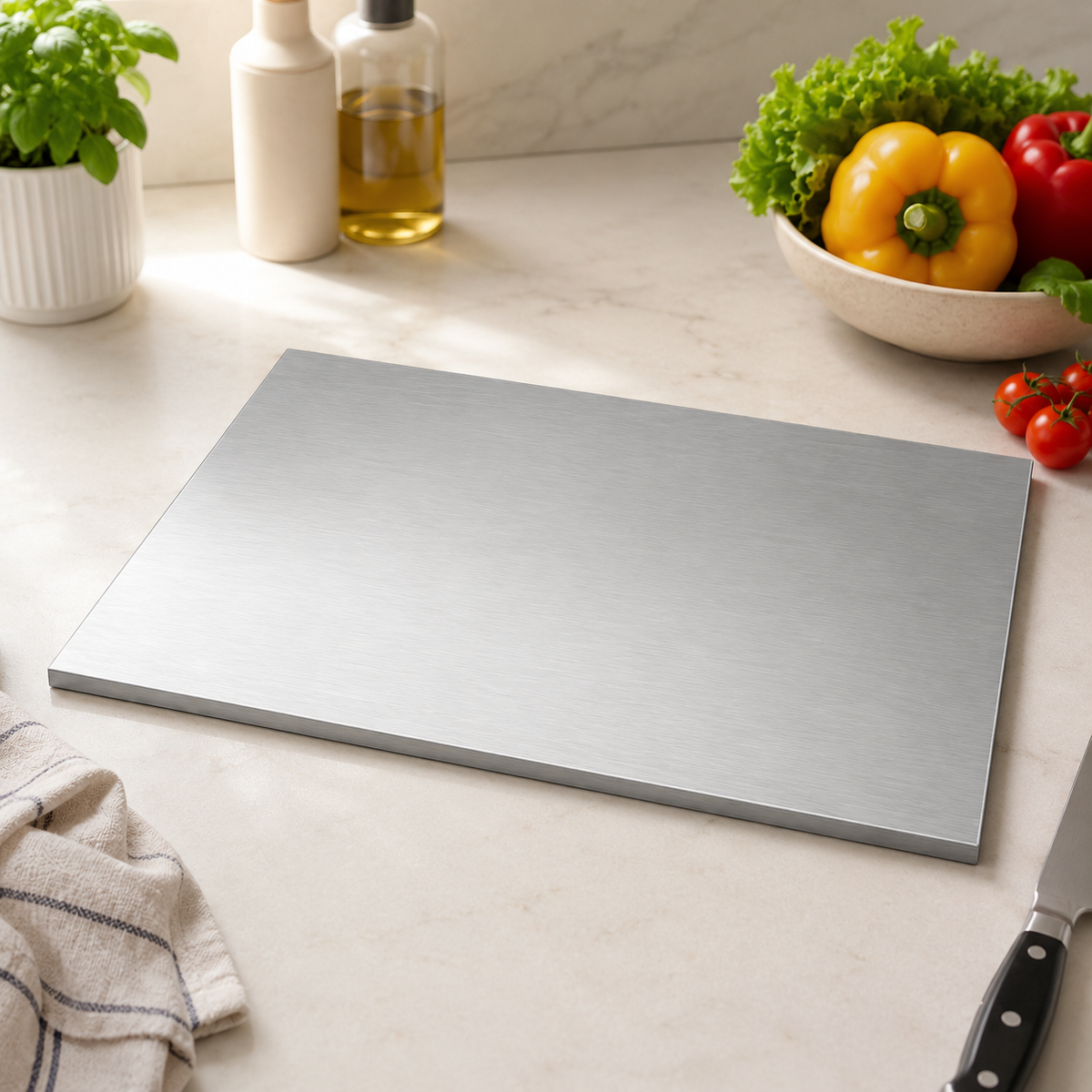 Premium Stainless Steel Cutting Board – Heavy Duty Kitchen Chopping Board (30 x 40 cm / 40 x 50 cm)