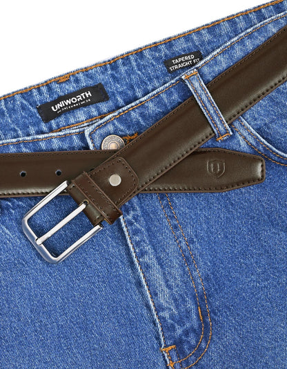 Brown Plain 100% Leather Formal Belt