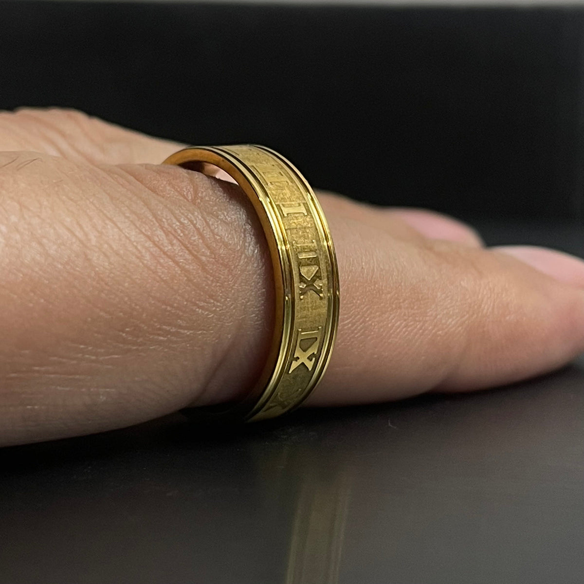 Golden Titanium Roman Ring