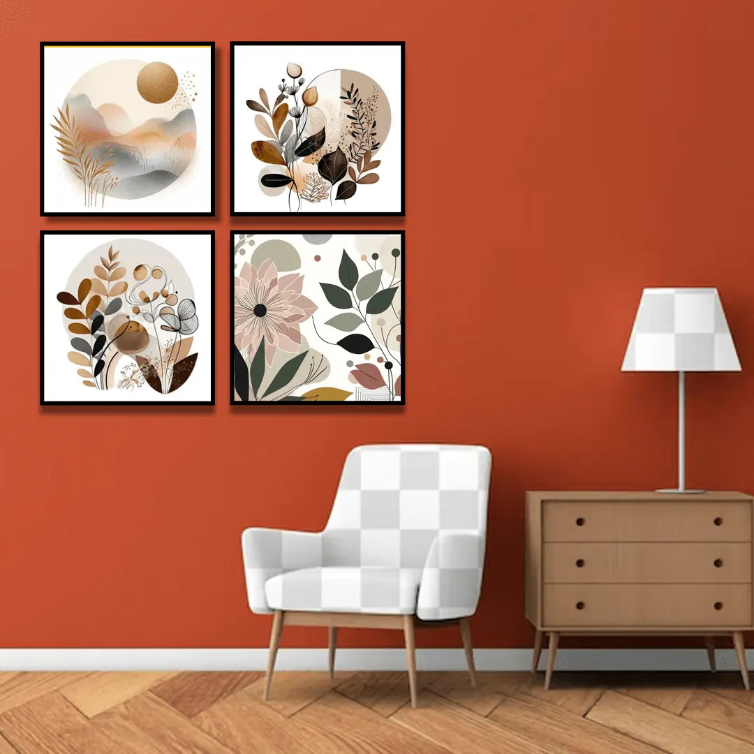 Abstract Geometrical (4 Panel) Wall Art