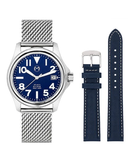 Atlas Eclipse Steel Blue Dial 38mm - Bundle