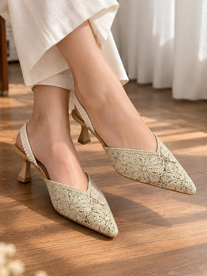 Bianca Embroidered Slingback Heels