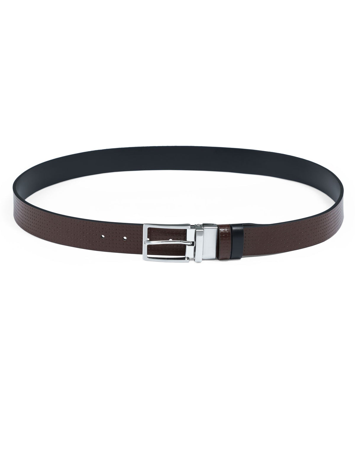 Coffee Texture Reversible Formal Belt