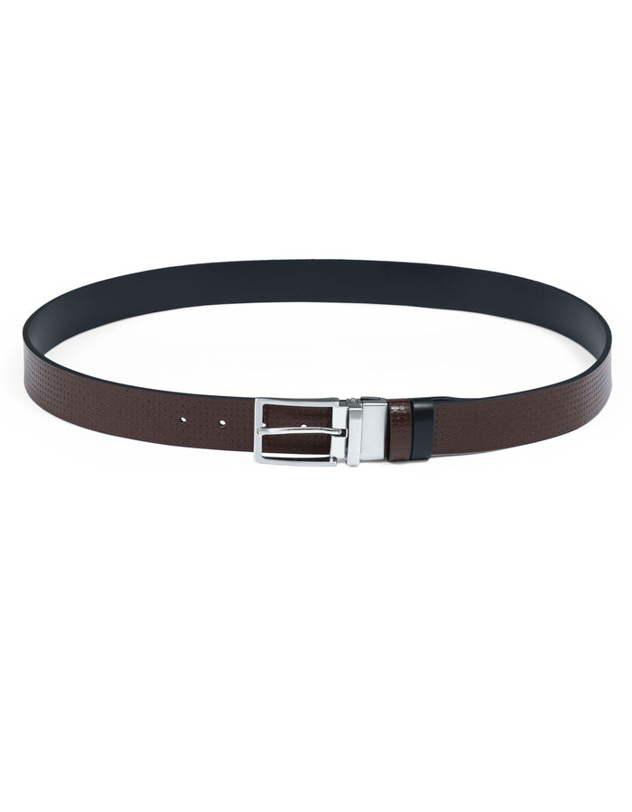 Coffee Texture Reversible Formal Belt