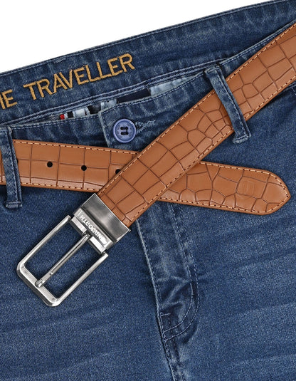 Tan Texture Reversible Formal Belt