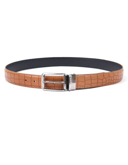 Tan Texture Reversible Formal Belt