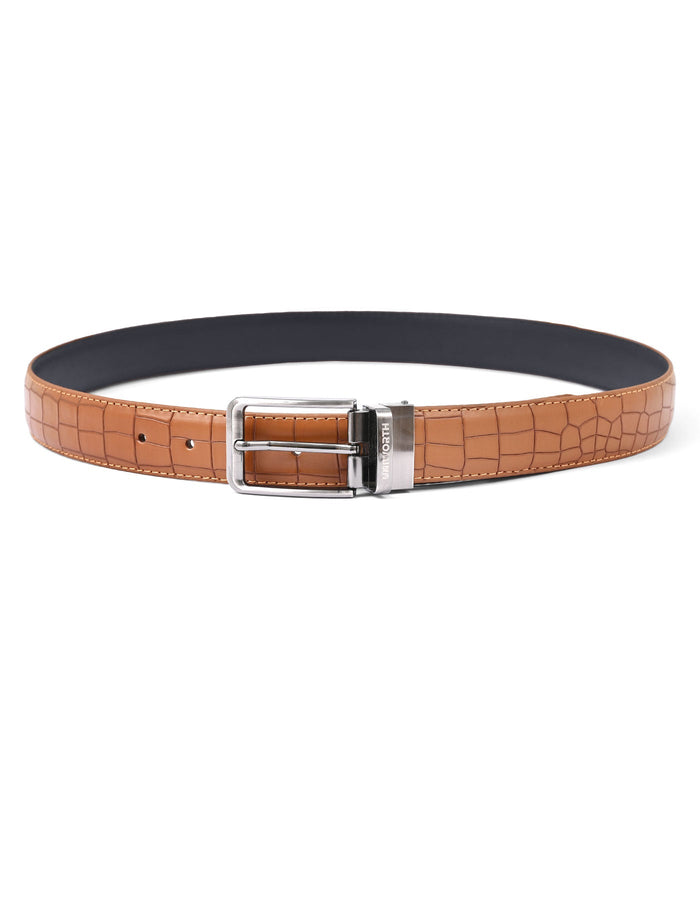 Tan Texture Reversible Formal Belt
