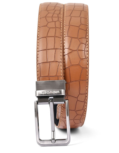 Tan Texture Reversible Formal Belt