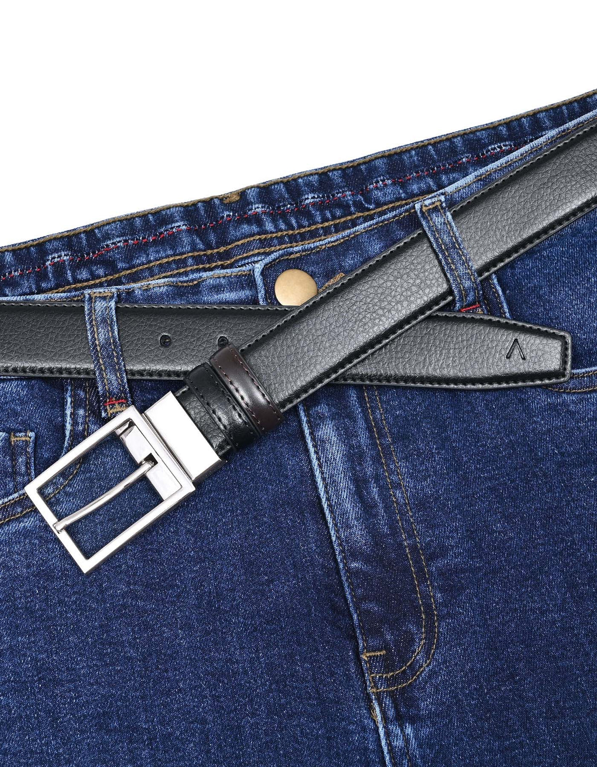 Black Texture Reversible Formal Belt