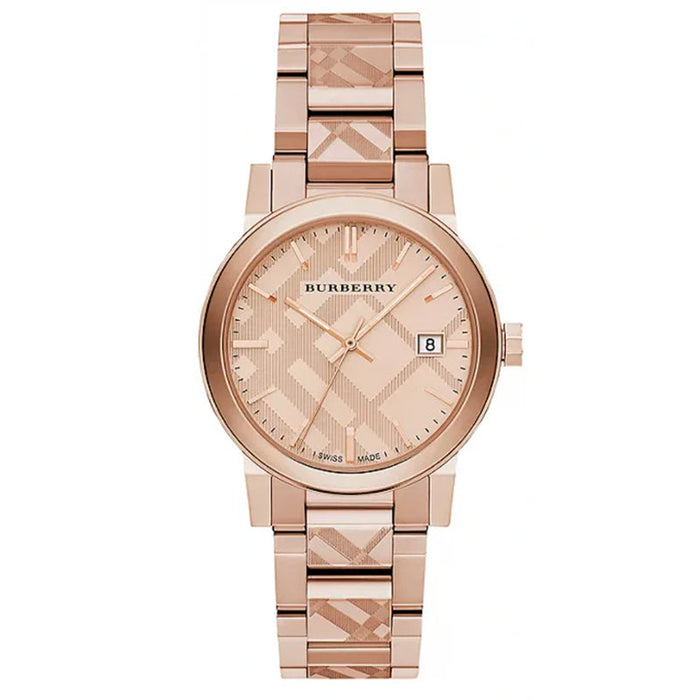 Burberry The City Engraved Check Rose Gold 38mm Watch