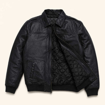 Maverick Leather Bomber Jacket | Vintage Black