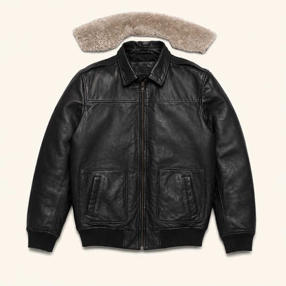 Maverick Leather Bomber Jacket | Vintage Black