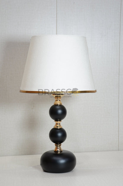 Black Ball-Accent Brass Metal Table Lamp