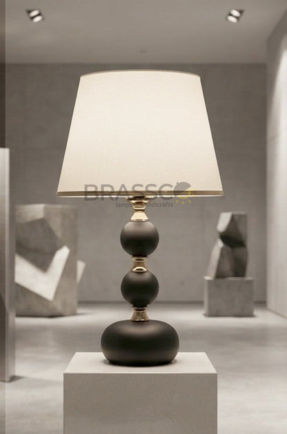 Black Ball-Accent Brass Metal Table Lamp