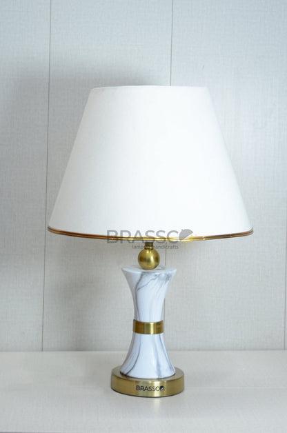 Black Carved Marble-Texture Brass Table Lamp