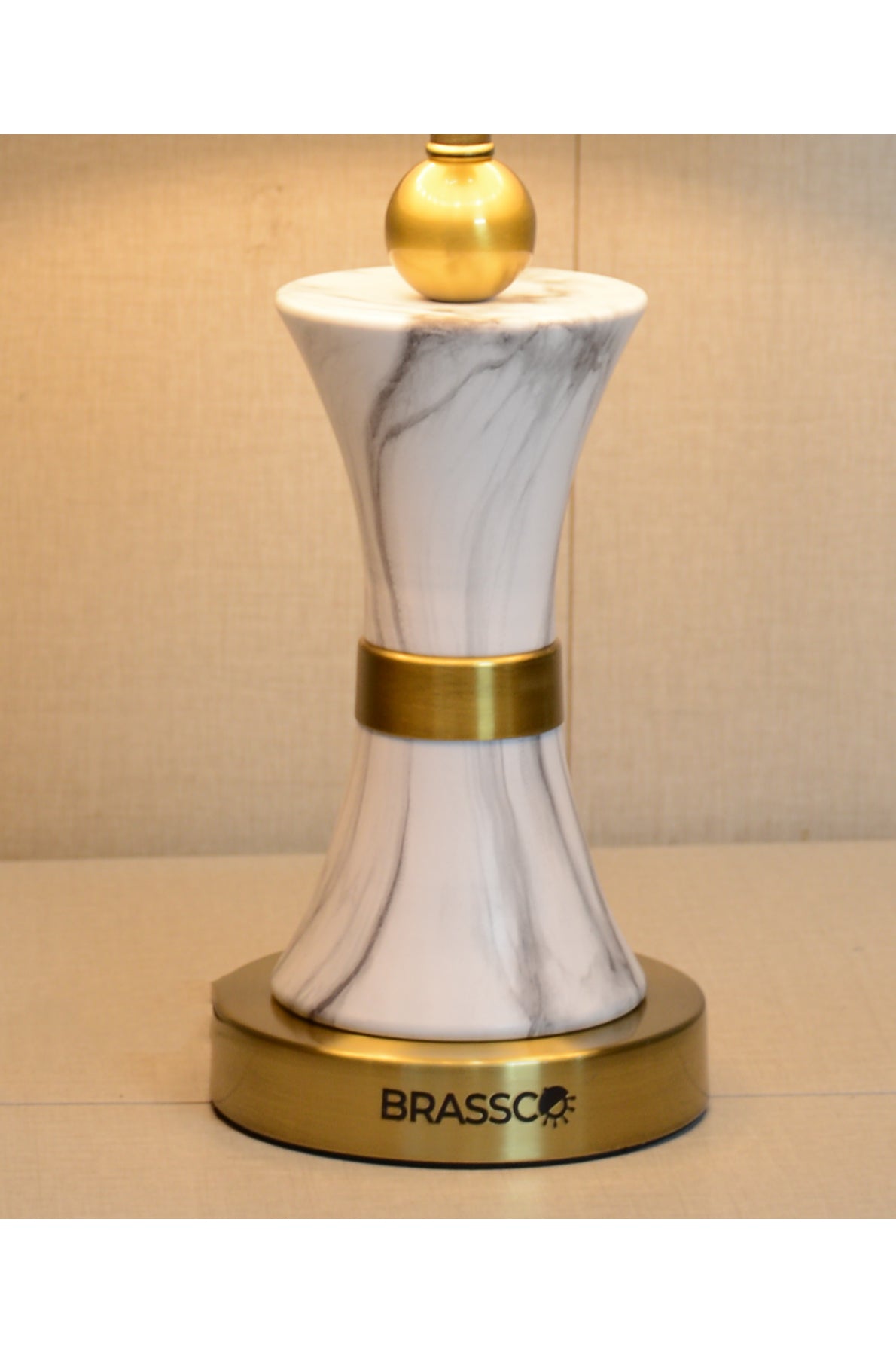 Black Carved Marble-Texture Brass Table Lamp