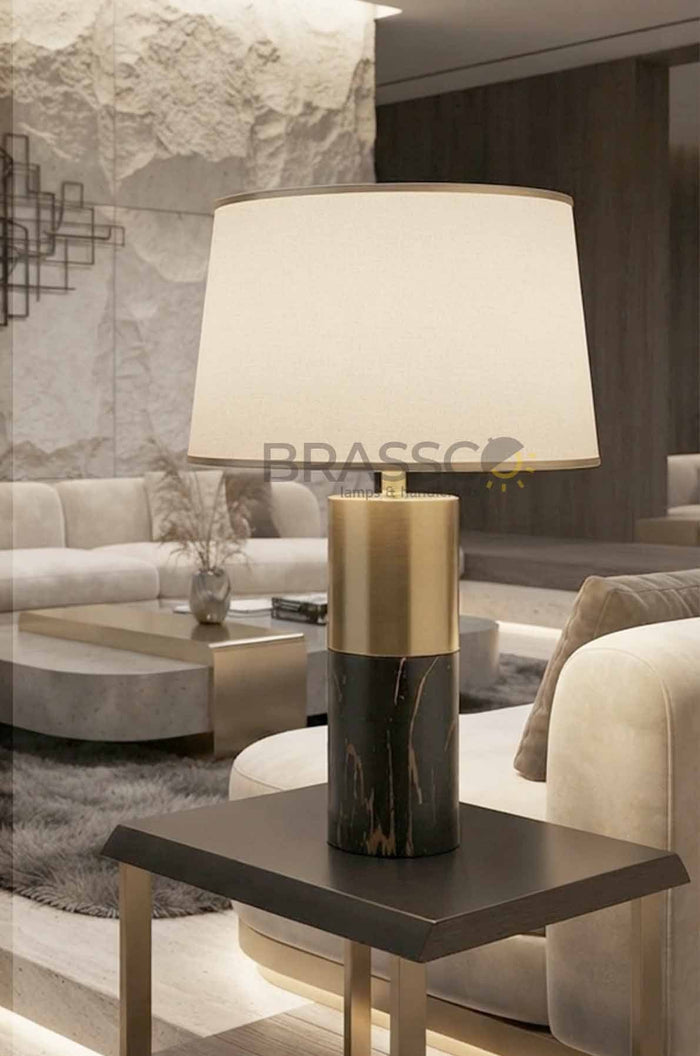 Black Marble-Texture Brass Metal Table  Lamp - Style 01
