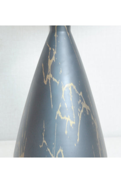 Black Marble Cone-Shade Brass Metal Table Lamp