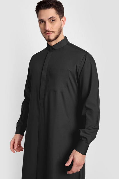 Black Tuxedo Collar Thobe