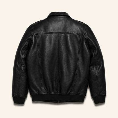 Maverick Leather Bomber Jacket | Vintage Black