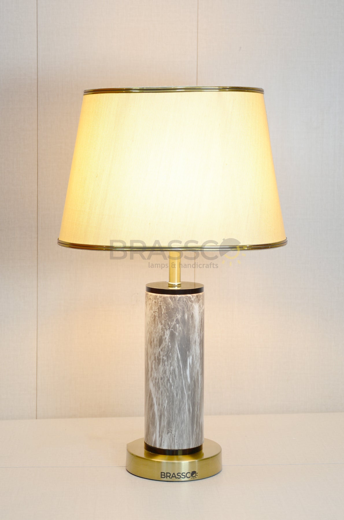 Brown Brass Metal MArble Texture Lamp with Crystal