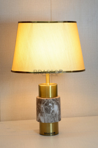 Brown Marble-Texture Brass Metal Table Lamp - Style