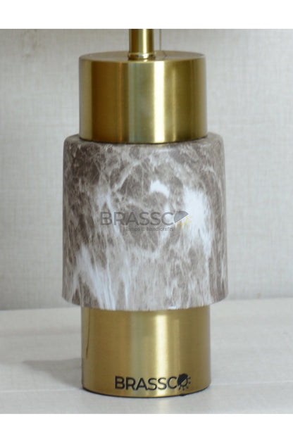 Brown Marble-Texture Brass Metal Table Lamp - Style