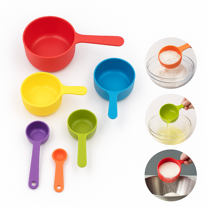 Pack of 6 Pcs - Measuring Spoon Set – Colorful Plastic Measuring Tools for Baking & Cooking (Assorted)