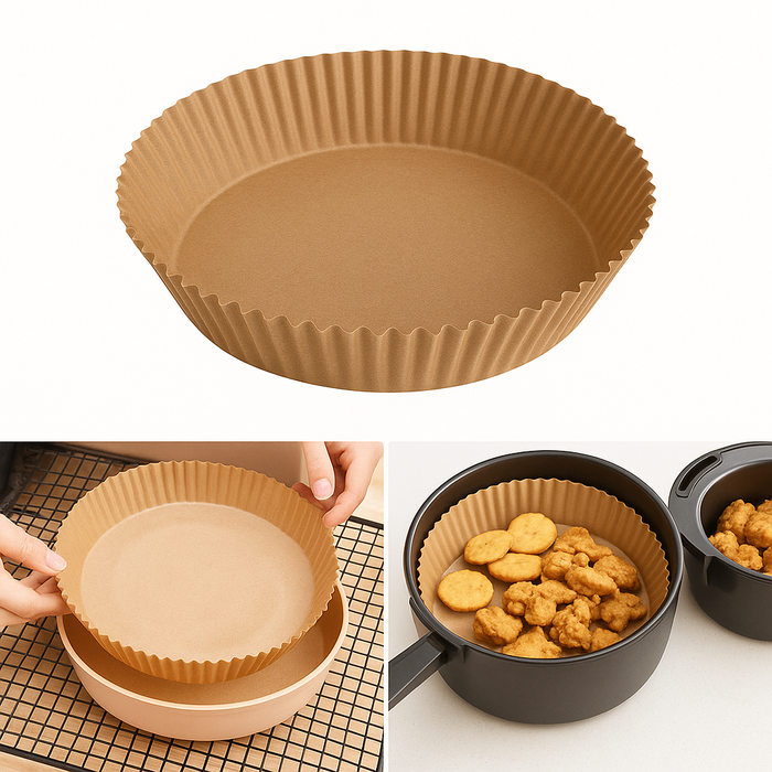 50 Pcs Air Fryer Paper Liners – Non-Stick Disposable Baking Sheets (1.8 cm Deep)