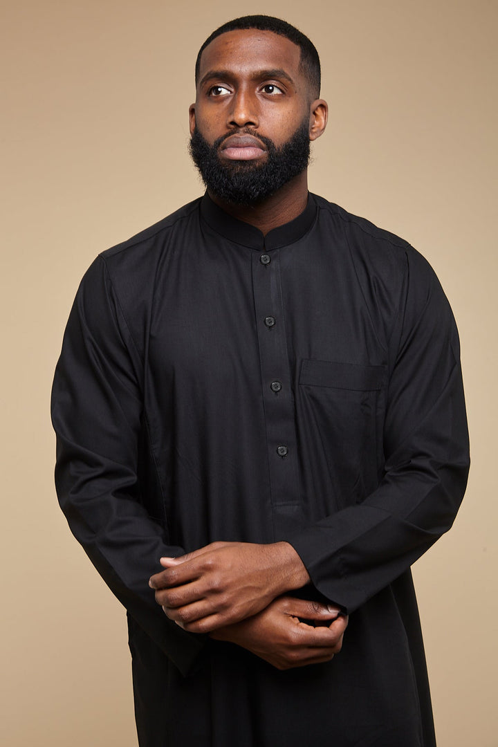 Classic Collar Black Thobe
