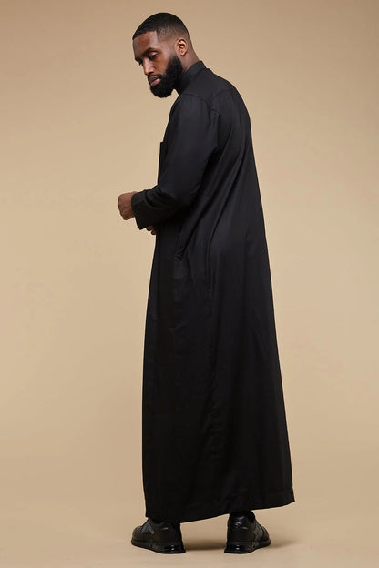 Classic Collar Black Thobe
