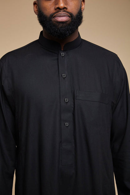 Classic Collar Black Thobe